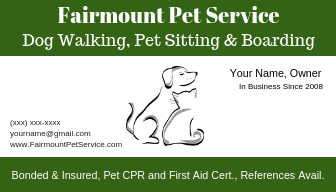 One version of my dog walking business card