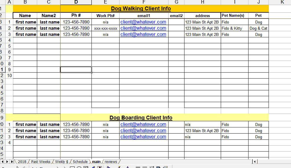 Free Printable Dog Walking Schedule