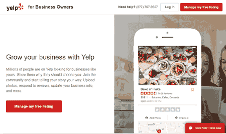 Yelp business account