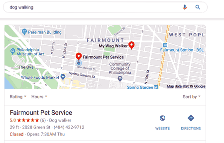 Google My Business listing